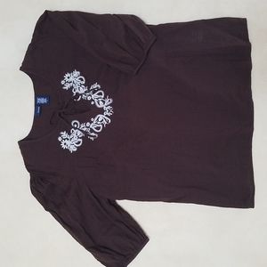 Chocolate brown embroidered tunic